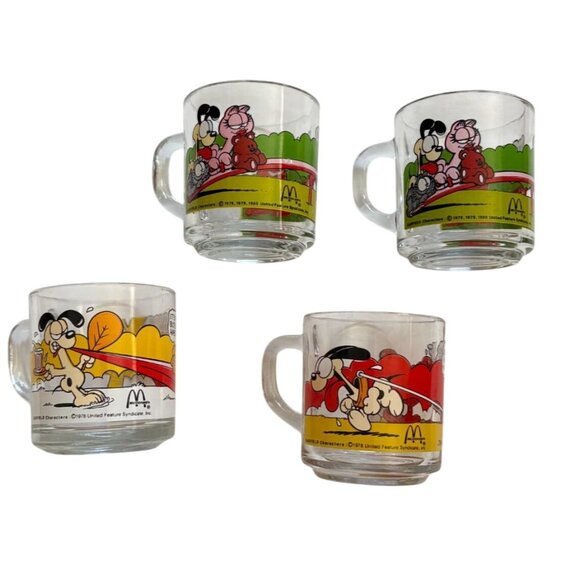 Vintage Garfield And Friends McDonalds Promotional Mugs-4 pc Set - Picture 1 of 7